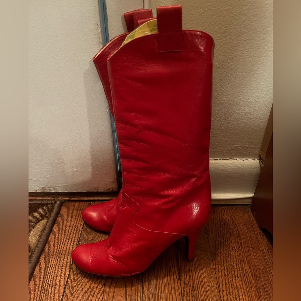 Vintage Marc Jacobs red leather Western boot, size 36.5, 3.5” heel (US 6)